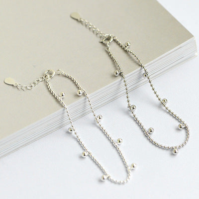 Casual Beads Ball Chain 925 Sterling Silver Bracelet