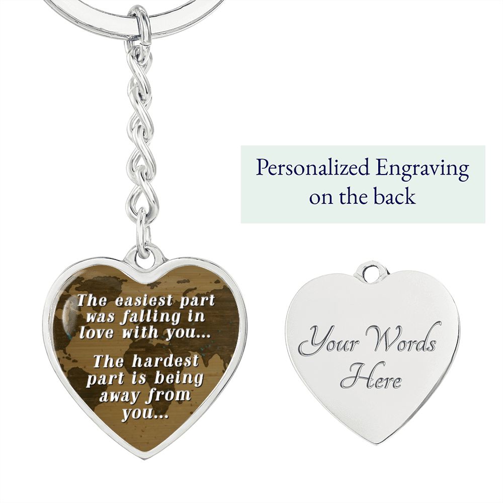 Long distance relationship Graphic Heart Keychain (Silver)