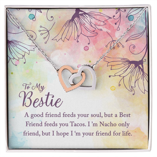 To my bestie - best friend - Friendship Interlocking hearts necklace