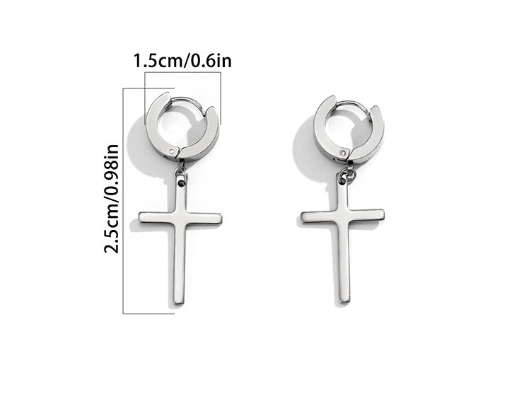 Men Fashionable cross design simple cold style all-match women earrings